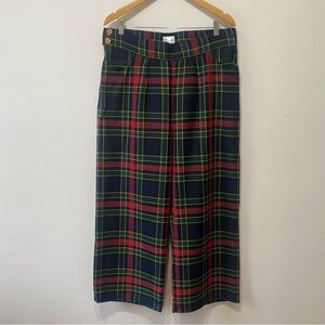 Plaid Wide-Leg Cropped Pants